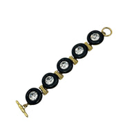 Kenneth Jay Lane KJL Black Circle Link Rhinestone Bracelet