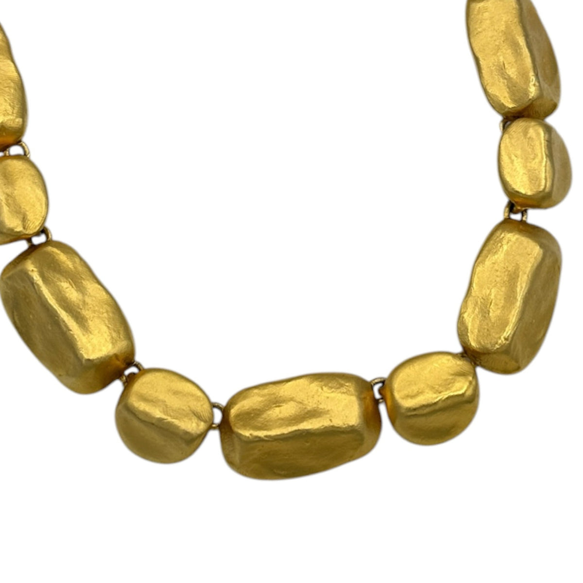 GJD Gold Nugget Chunky Statement Necklace 1980s