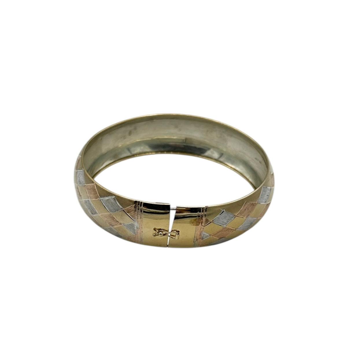 Mixed Metals Sterling Silver Quilted Basket Weave Bangle Bracelet