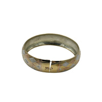 Mixed Metals Sterling Silver Quilted Basket Weave Bangle Bracelet