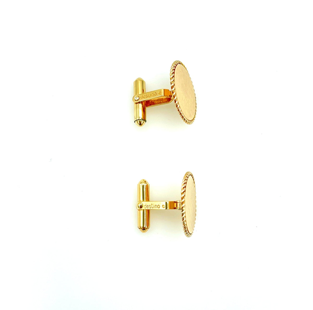 Destino Textured Gold - Filled Round Classic Monogram Cufflinks - 24 Wishes Vintage Jewelry