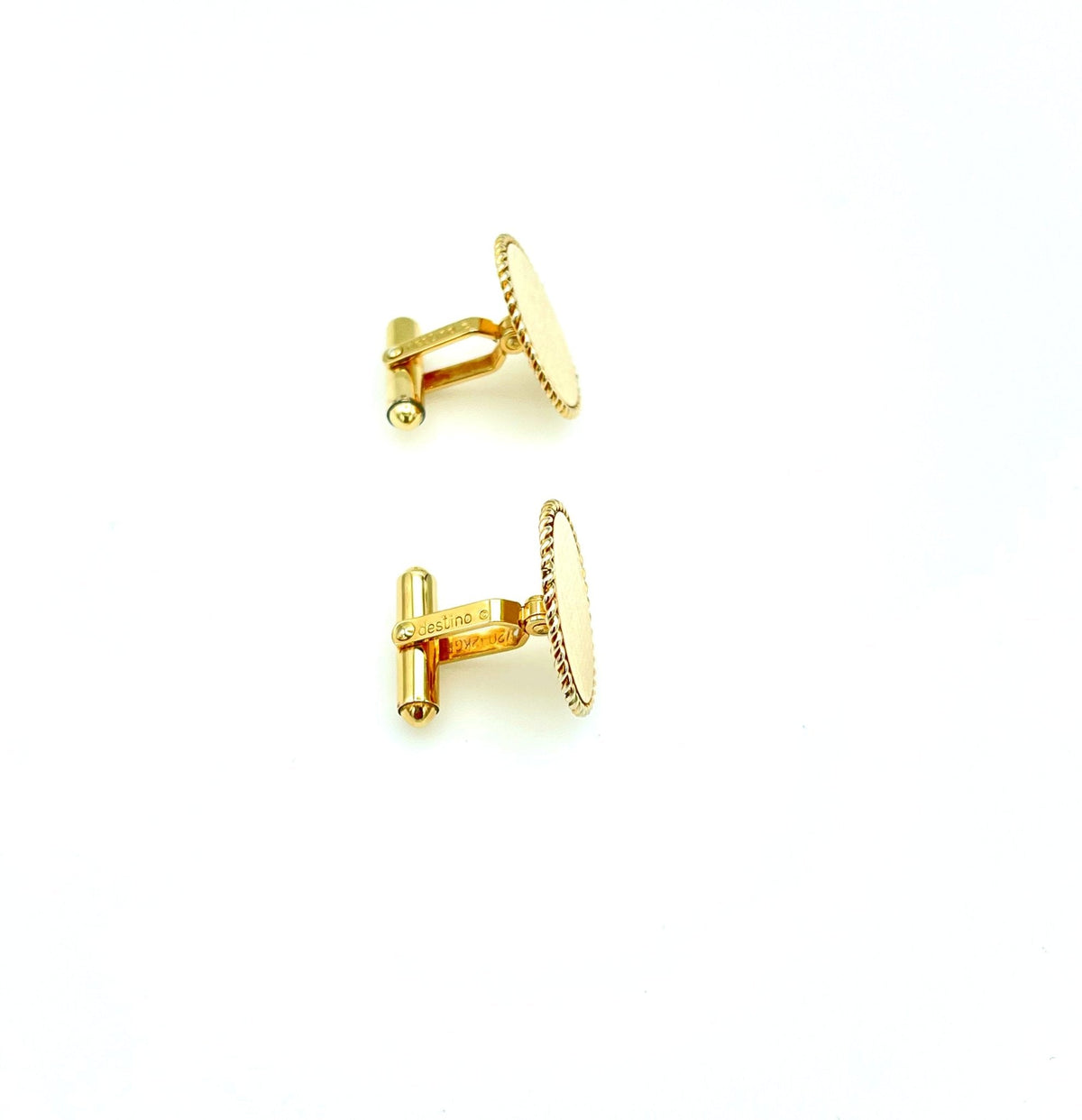 Destino Textured Gold - Filled Round Classic Monogram Cufflinks - 24 Wishes Vintage Jewelry