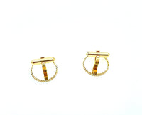 Destino Textured Gold - Filled Round Classic Monogram Cufflinks - 24 Wishes Vintage Jewelry