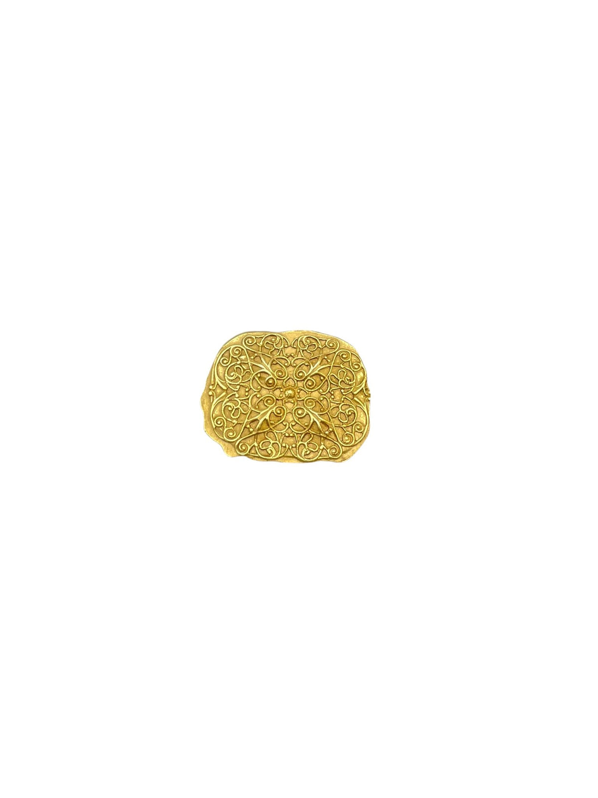 DKNY Matt Gold Victorian Revival Vintage Brooch - 24 Wishes Vintage Jewelry