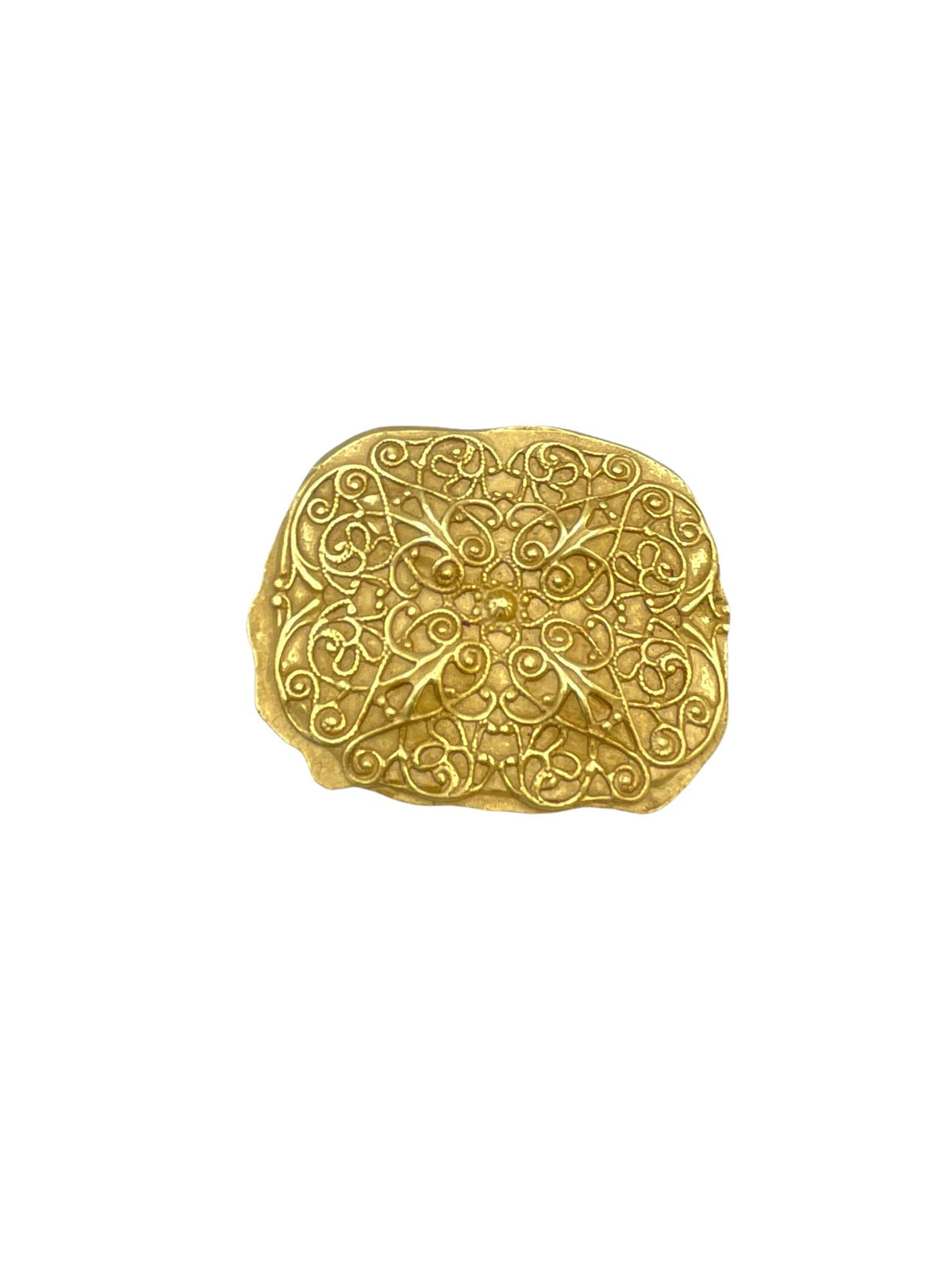 DKNY Matt Gold Victorian Revival Vintage Brooch - 24 Wishes Vintage Jewelry