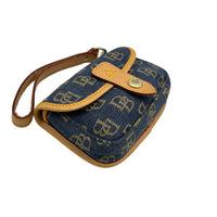 Dooney & Bourke Blue Denim Logo Flap Wristlet USA - 24 Wishes Vintage Jewelry