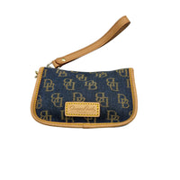 Dooney & Bourke Blue Denim Logo Flap Wristlet USA - 24 Wishes Vintage Jewelry