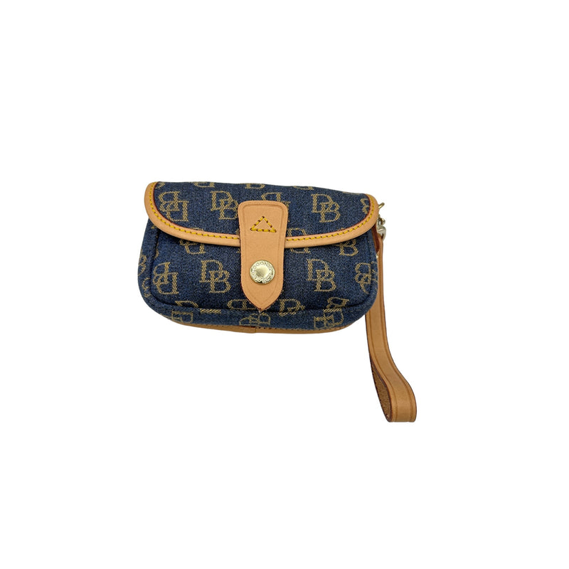 Dooney & Bourke Blue Denim Logo Flap Wristlet USA - 24 Wishes Vintage Jewelry