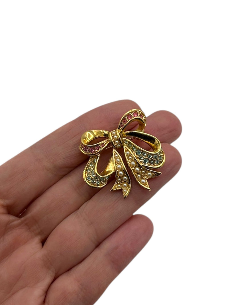 D'Orlan Bijoux Petite Feminine Bow Brooch - 24 Wishes Vintage Jewelry