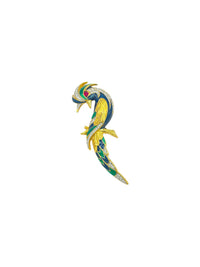 D'Orlan Enamel & Rhinestone Bird of Paradise Large Vintage Brooch - 24 Wishes Vintage Jewelry