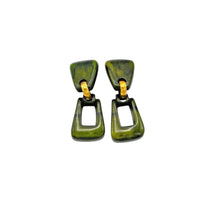 Dominique Denaive Paris Green Marble Resin Drop Earrings