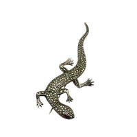 Sterling Silver Marcasite Lizard Brooch Ruby Red Eyes