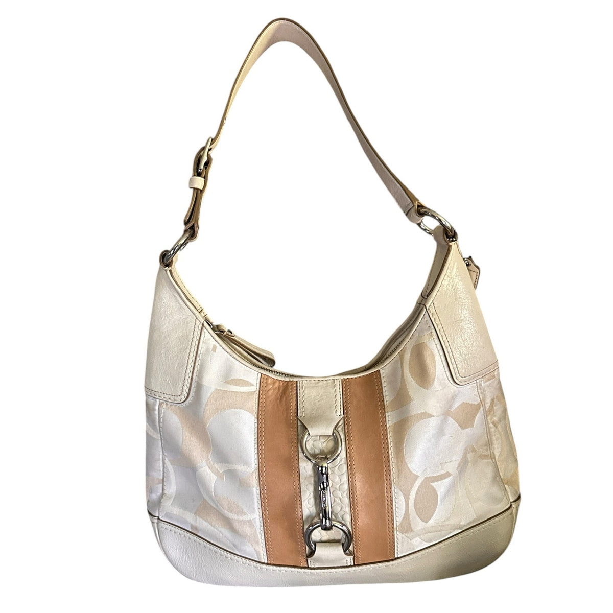 Coach Hampton Optic Signature Logo Stripe Hobo Handbag F13336