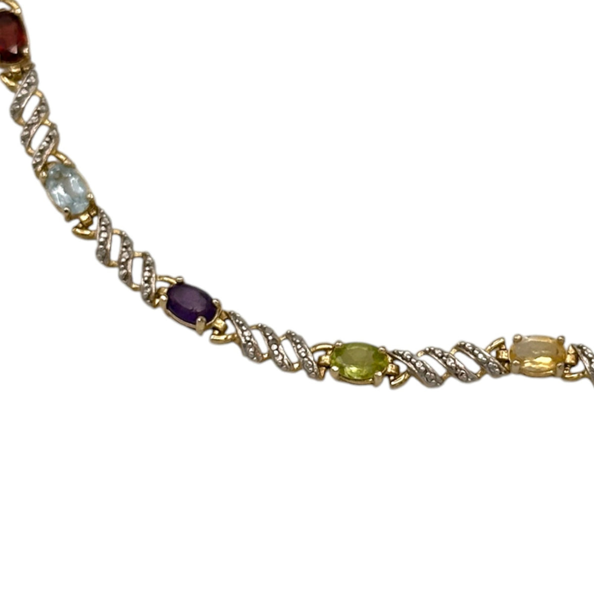 Sterling Silver Gold Vermeil Multiple Gemstone Tennis Bracelet