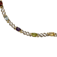 Sterling Silver Gold Vermeil Multiple Gemstone Tennis Bracelet