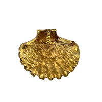 Vintage Coastal Gold Shell with Starfish Brooch Pendant