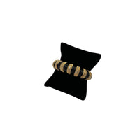 Vintage Chunky Gold Black Enamel Ribbed Hinged Bangle Bracelet
