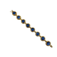 Sterling Silver Vermeil Byzantine Round Blue Crystal Tennis Bracelet