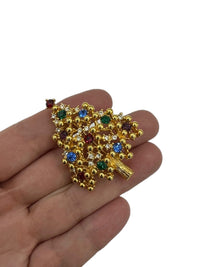 Eisenberg Layered Rhinestone Christmas Tree Brooch - 24 Wishes Vintage Jewelry