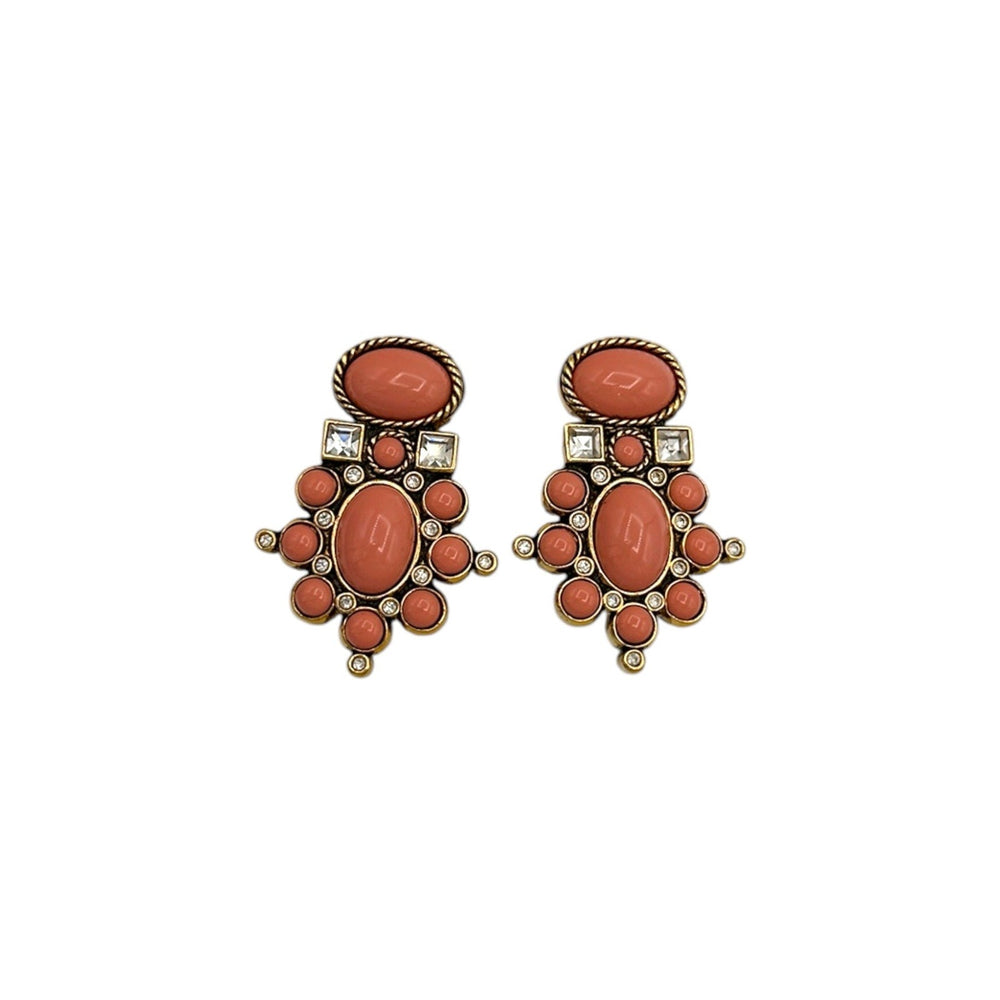 EarringsElizabeth Taylor Avon Sea Coral Art Deco Clip - On Earrings