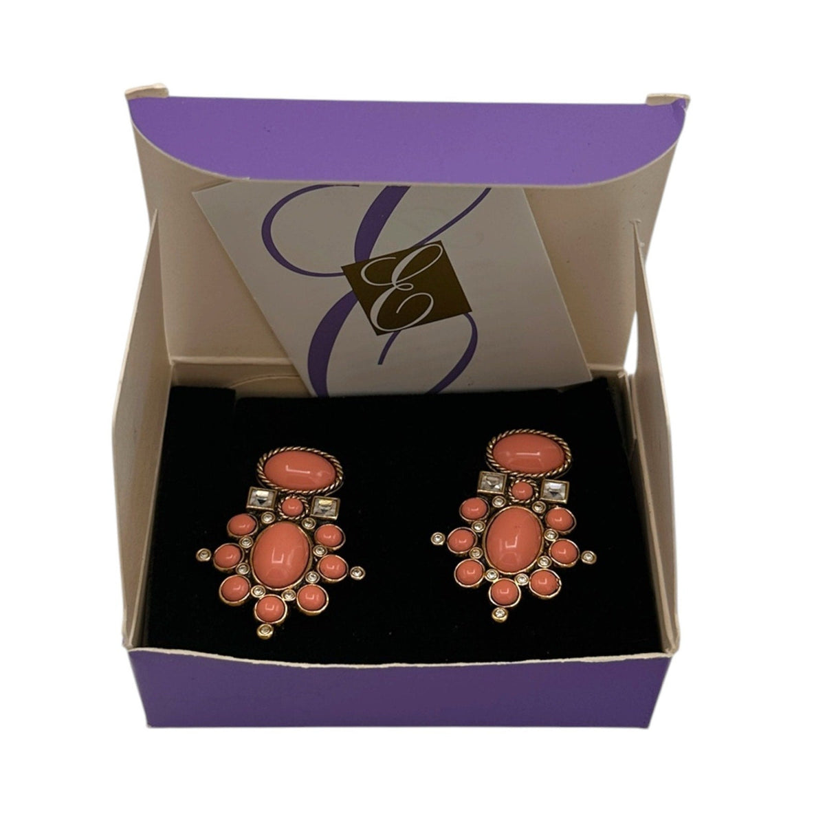 EarringsElizabeth Taylor Avon Sea Coral Art Deco Clip - On Earrings