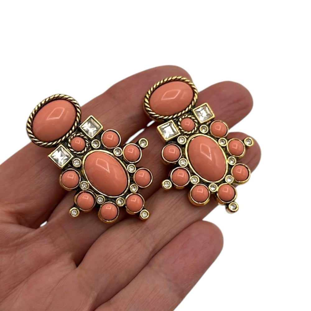 EarringsElizabeth Taylor Avon Sea Coral Art Deco Clip - On Earrings