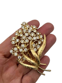 Emmons Clear Rhinestone Flower Floral Spray Brooch - 24 Wishes Vintage Jewelry