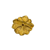 Back view of Vintage Erwin Pearl green enamel flower brooch with gold-tone detailing displayed on white background.