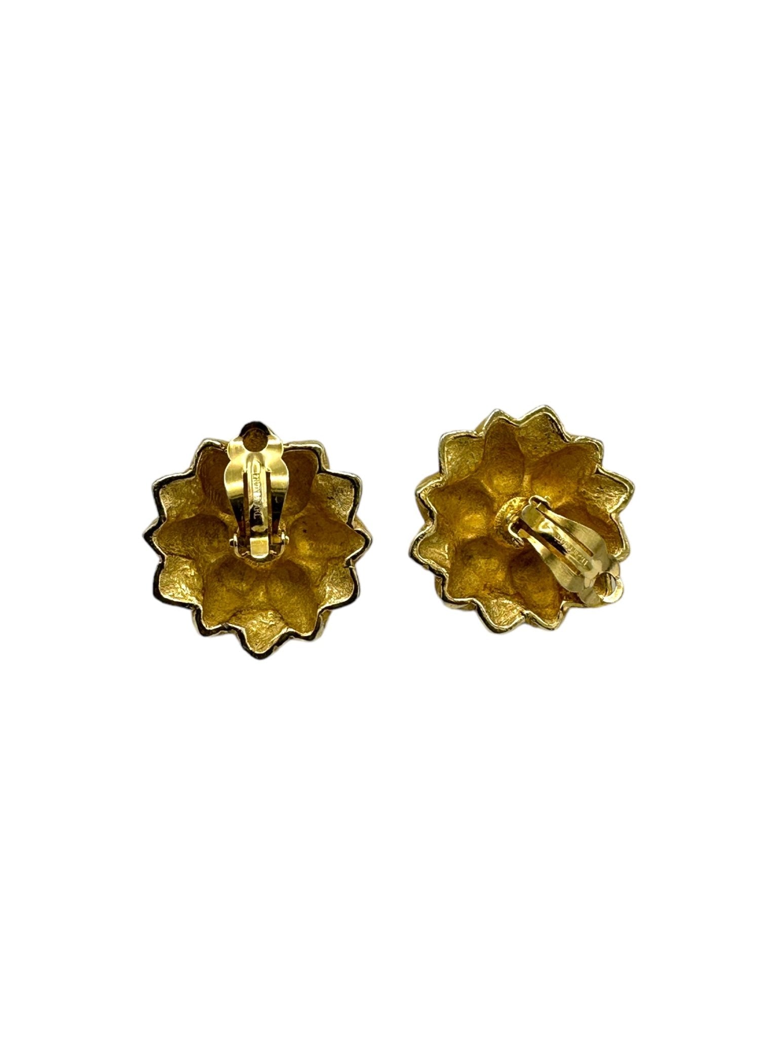 Erwin Pearl Vintage Gold Floral Pearl Clip-On Statement