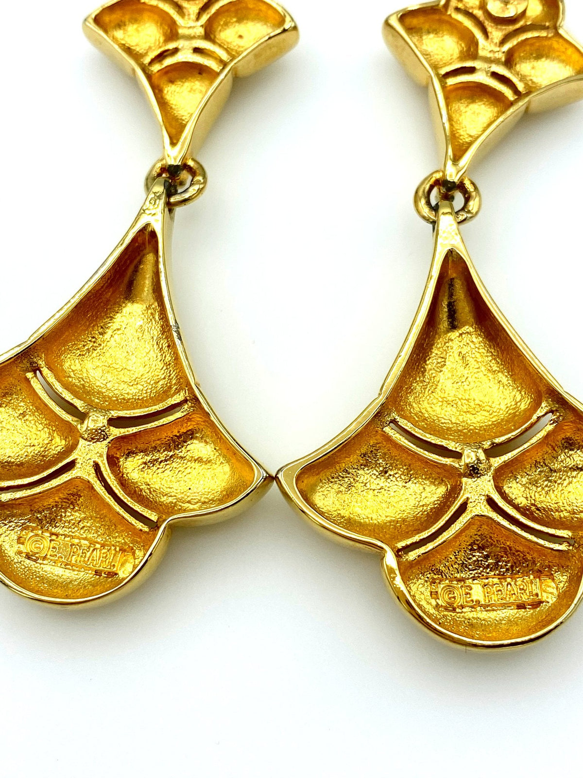 Erwin Pearl Vintage Gold Statement Dangle Pierced Earrings - 24 Wishes Vintage Jewelry