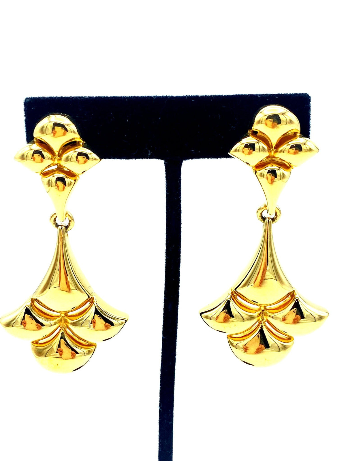 Erwin Pearl Vintage Gold Statement Dangle Pierced Earrings - 24 Wishes Vintage Jewelry