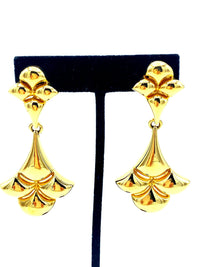 Erwin Pearl Vintage Gold Statement Dangle Pierced Earrings - 24 Wishes Vintage Jewelry