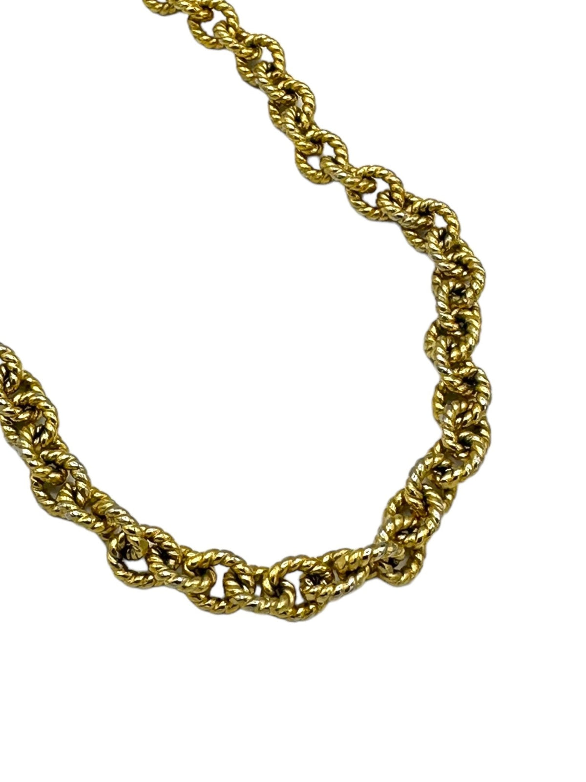 Erwin Pearl Vintage Jewelry Textured Cable Link Gold Layering Chain Necklace - 24 Wishes Vintage Jewelry