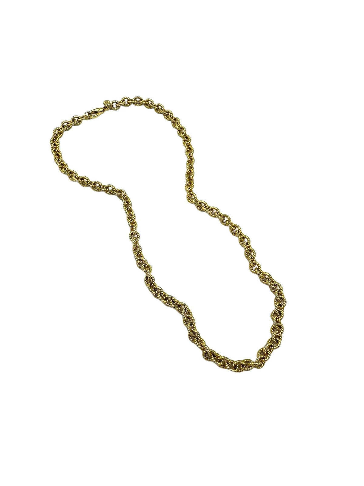 Erwin Pearl Vintage Jewelry Textured Cable Link Gold Layering Chain Necklace - 24 Wishes Vintage Jewelry