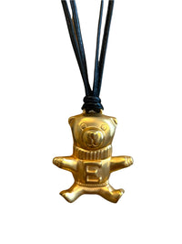 Escada Matt Gold Teddy Bear Pendant - 24 Wishes Vintage Jewelry