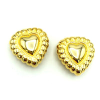 Escada Vintage Gold Puffy Heart Clip - On Earrings - 24 Wishes Vintage Jewelry