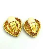 Escada Vintage Gold Puffy Heart Clip - On Earrings - 24 Wishes Vintage Jewelry