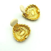 Escada Vintage Gold Puffy Heart Clip - On Earrings - 24 Wishes Vintage Jewelry