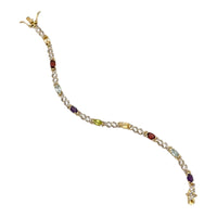 Sterling Silver Gold Vermeil Multiple Gemstone Tennis Bracelet