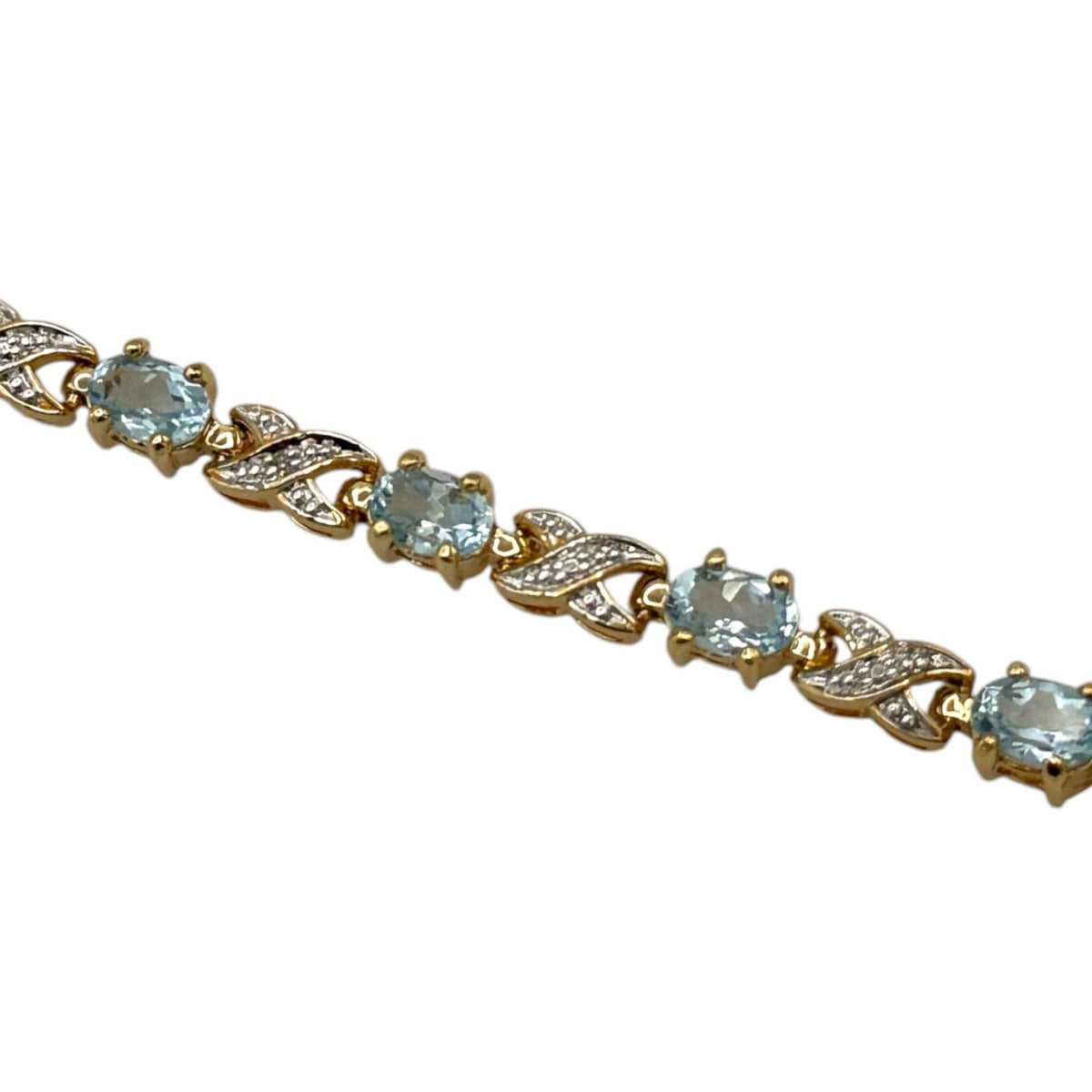 Sterling Silver Gold Vermeil Blue Topaz Vintage Tennis Bracelet