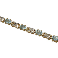 Sterling Silver Gold Vermeil Blue Topaz Vintage Tennis Bracelet