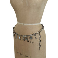 Vintage Escada Silver Chain Charm Statement Belt