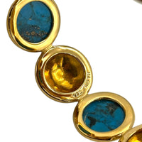 Sterling Silver Vermeil Hammered Faux Turquoise Bangle Bracelet