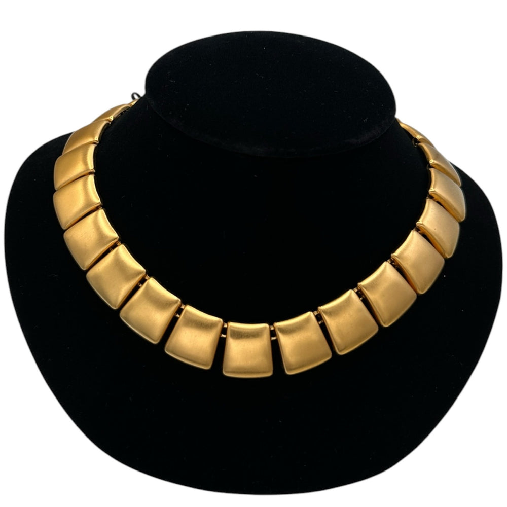 Anne Klein Brushed Matte Gold Square Link Classic Necklace
