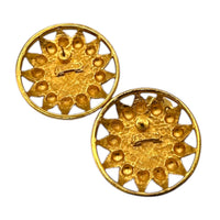 EarringsFendi Gold Black Cabochon Sunburst Round Pierced Earrings