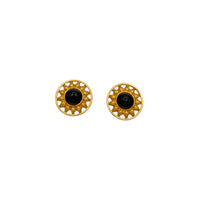 EarringsFendi Gold Black Cabochon Sunburst Round Pierced Earrings
