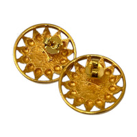EarringsFendi Gold Black Cabochon Sunburst Round Pierced Earrings
