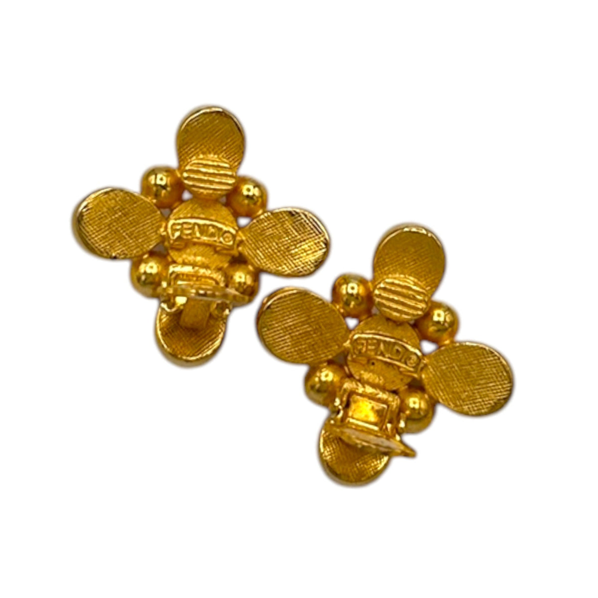 EarringsFendi Gold Pearl Maltese Cross Vintage Clip - On Earrings