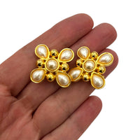 EarringsFendi Gold Pearl Maltese Cross Vintage Clip - On Earrings