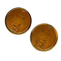 EarringsFendi Gold Round Pearl & Black Enamel Large Vintage Clip - On Earrings